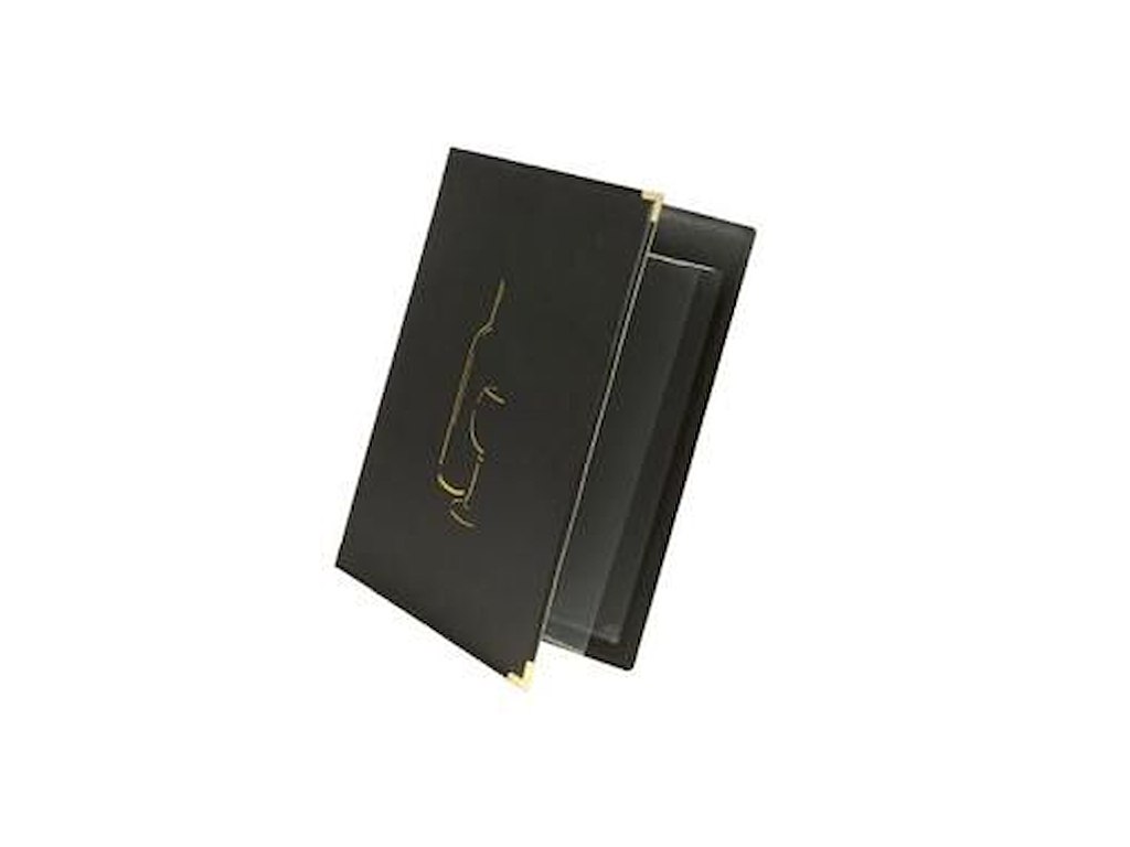 Menu Kortholder Vin A4 Securit viser 4 A4 sider Læderomslag Sort