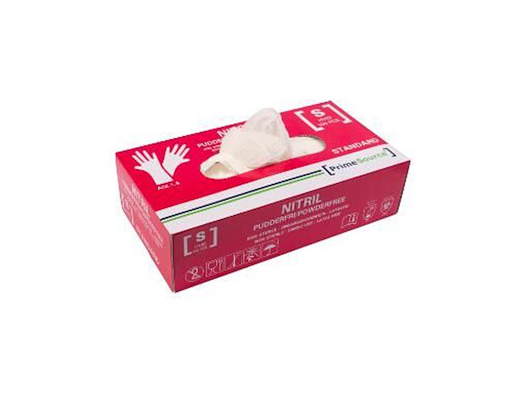 Handske Engangs Prime Source STANDARD str S Nitril uden Pudder Hvid AQL 1.5