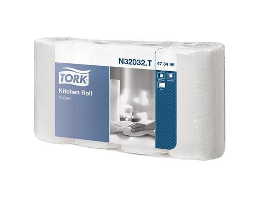 Køkkenrulle Tork Plus 2-lag 20.4m Hvid