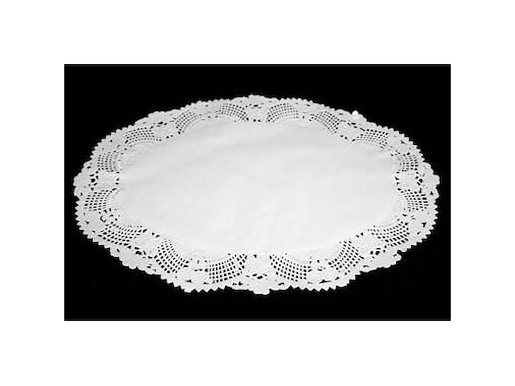 Kagepapir 23x31 cm oval udstanset hvid