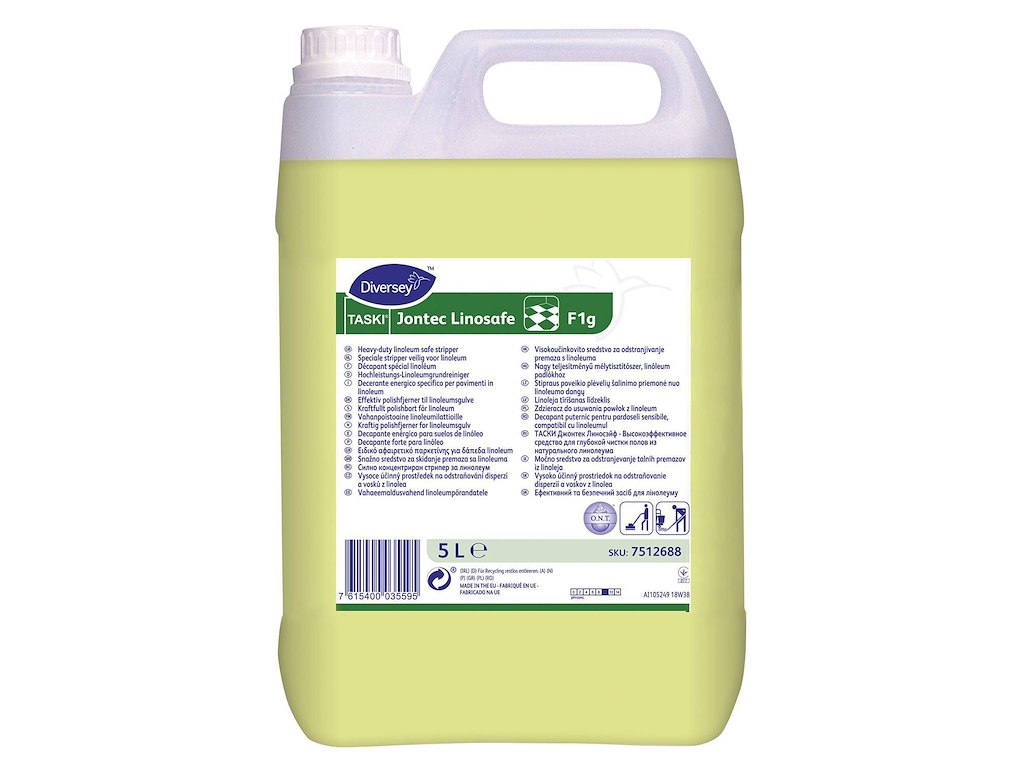 Polishfjerner Jontec Linosafe F1g lavalkalisk til stripning af linoleum 5 ltr
