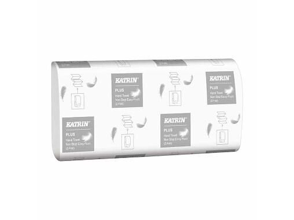 Håndklædeark Katrin Plus NonSto Z-Fold 2-lag L24xB20.6xD8.5cm Nyfiber Hvid Flush