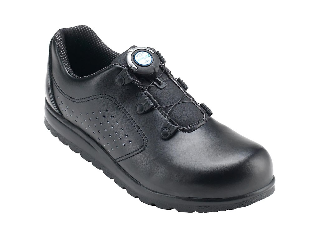 Sko Sundhed str 39 med stålwirelukning, ankelpolstring og perforering Sort
