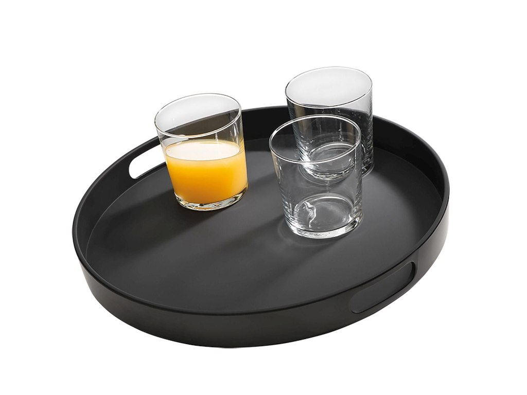 Tjenerbakke Ø35.5x4.5 cm med Kant Anti-slip Melamin Sort