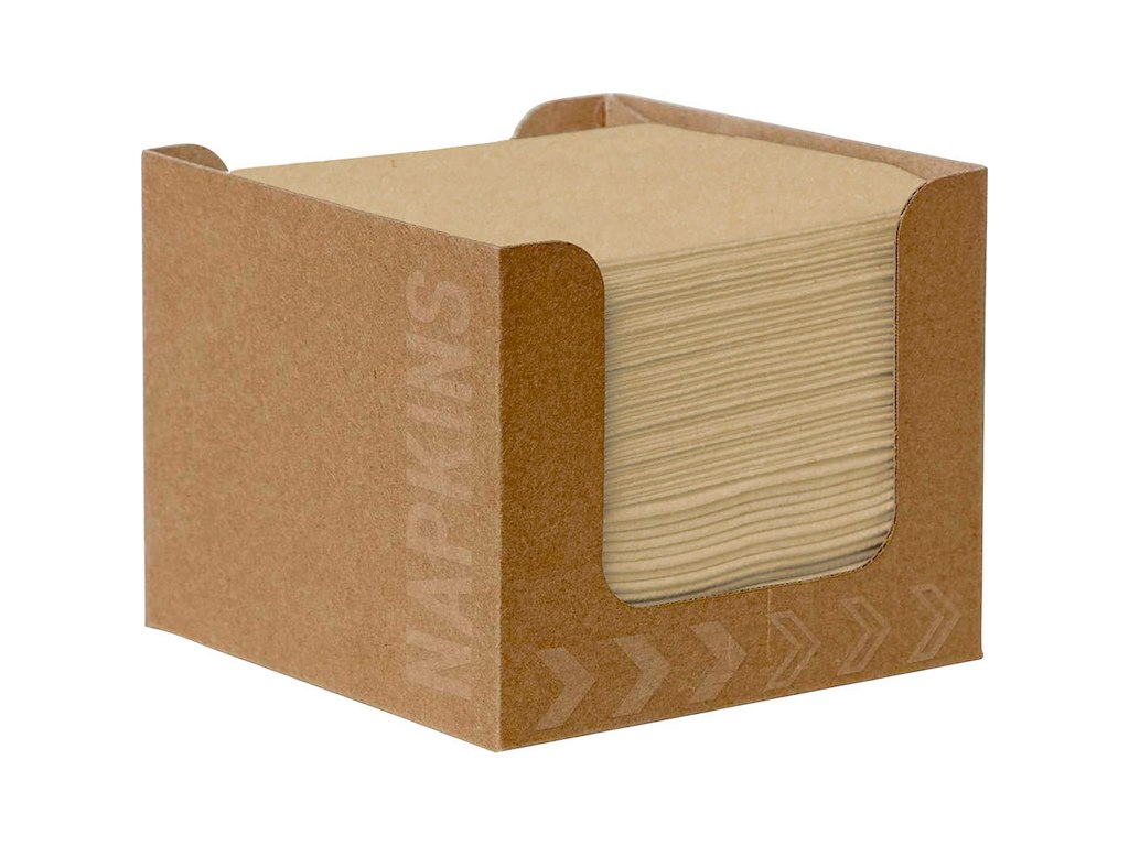 Serviet Duni Bio Dunisoft Natural brown cocktailserviet 20x20cm i papdispenser