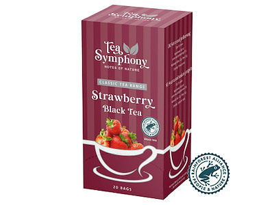 Te Sort Tea Symphony Strawberry Black Tea 20 breve Rainforest Alliance Jordbær