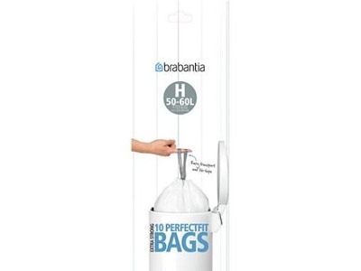 Affaldspose med snoreluk Brabantia 50-60 ltr H Hvid
