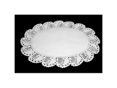 Kagepapir 27x36 cm oval udstanset hvid