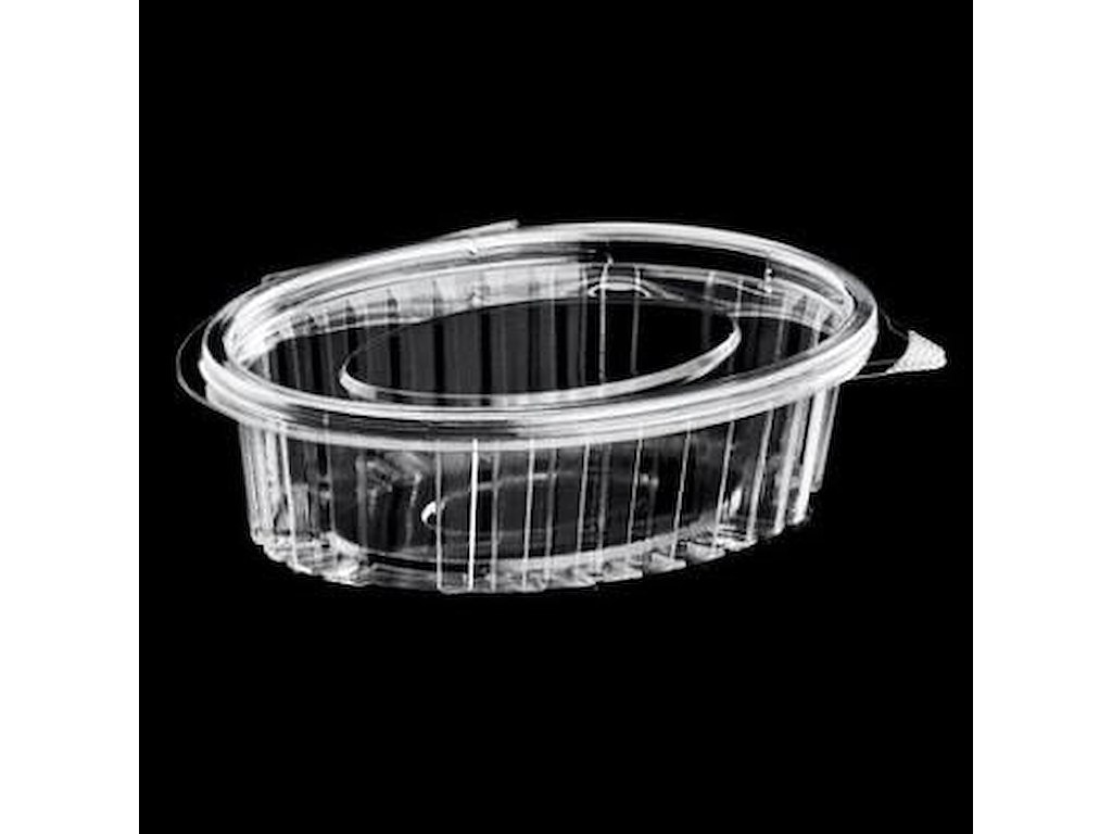 Plastbæger Catersource 150 ml 112x145x26 mm Oval Hængslet låg RPET Klar