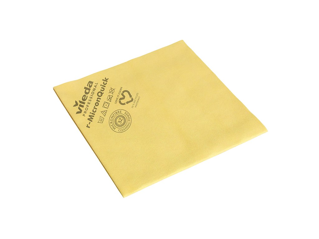 Microfiberklud r-MicronQuick 40x38cm Svanemærket gul 70% genbrugsplast