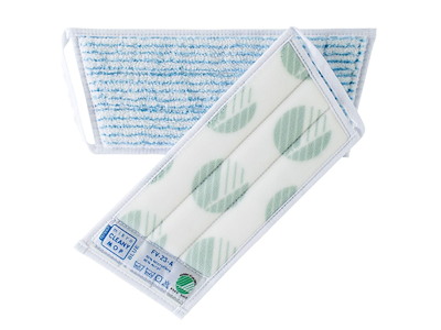 Moppe Velcro Mikro Cleany Mop Active Fibres 25cm Svanemærket Hvid/Blå Tør/Våd