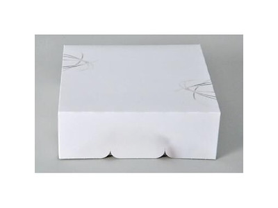 Kageæske hængslet låg S-Line L230xB230xH80mm pap uden rude hvid/grå