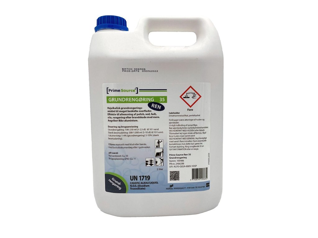 Grundrengøring Gulv/Ovfl Prime Source Ren 35 5ltr u Parfume Manuel/Skum/Maskine
