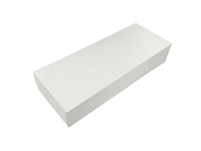 Kageæske hængslet låg L400xB155xH80mm pap uden rude hvid