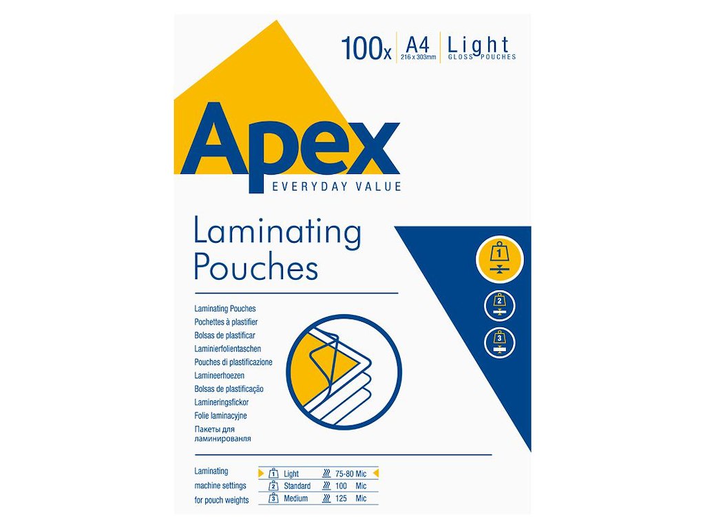 Lamineringslommer 75 micron, blank, 100 stk. | A4 og A3