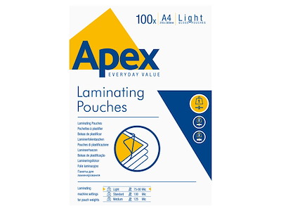 Lamineringslommer 75 micron, blank, 100 stk. | A4 og A3