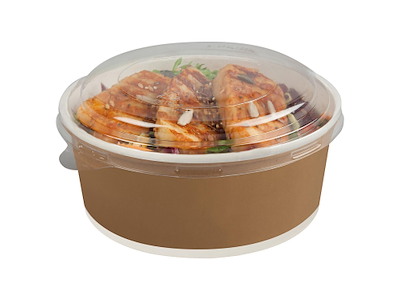 Bowle 700ml L145xB125xH66mm Kraft/PE-Belagt RPET med låg Brun/Hvid