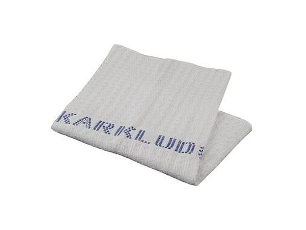 Karklud 40x40 cm Hvid med blå tekst