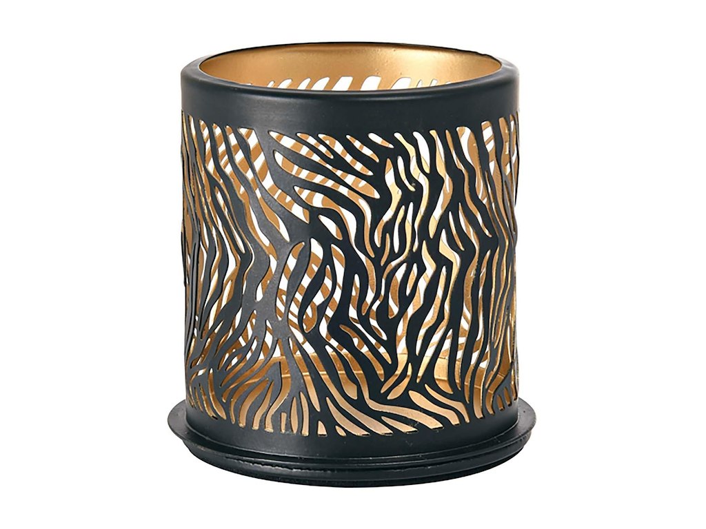 Lysestage Duni 75x75 mm Safari Zebra metal Sort