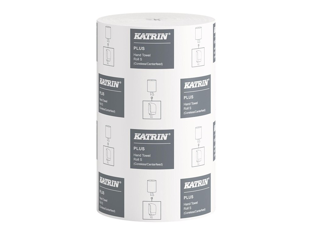 Håndklæderulle Katrin Plus S 1-lag Ø13xB20.5cmxL110m U/Hylse Nyfiber Hvid