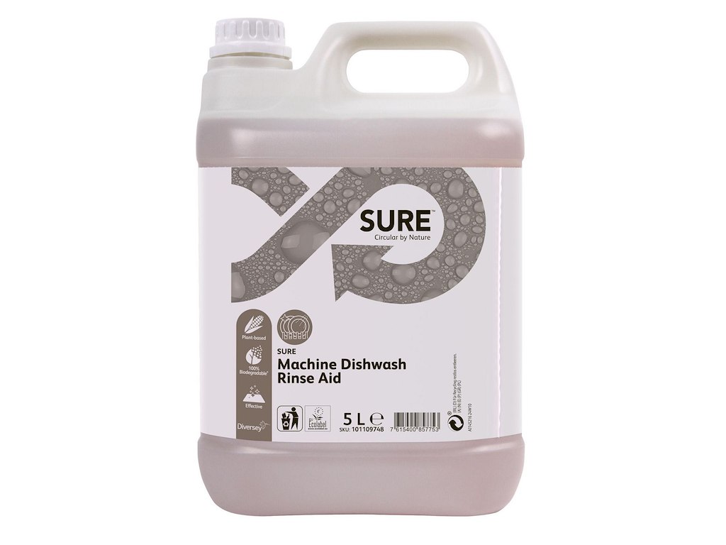 Maskinopvask Afspænding Sure Machine Dishwash Rinse Aid 5ltr Ecolabel Mid./Hårdt