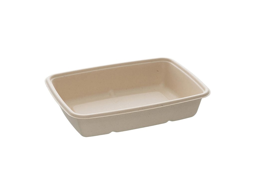 Bakke Salatskål BePulp Rektangulær 950ml L229xB165xH48mm Bagasse Natur