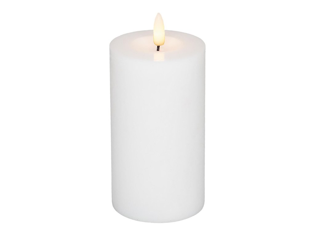 SKANDI Bloklys LED til batterier Ø7,5 cm x 12 cm Hvid