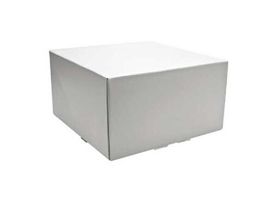 Kageæske hængslet låg høj L220xB220xH120mm pap med åben front uden rude hvid