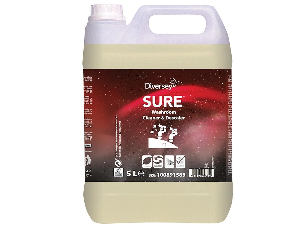 Sanitetsrengøring/Kalkfjerner SURE Washroom Cleaner&Descaler Sur u/Parfume 5 ltr