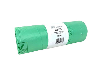 Sæk 125liter B750xL1150mm 30my PLA bionedbrydelig  Standard Grøn