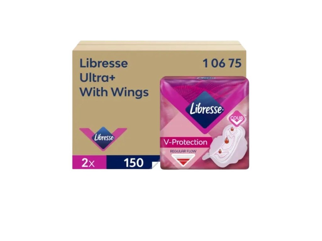Bind Libresse Ultra+ Wing dispenser refill uden parfume hvid 2x150stk
