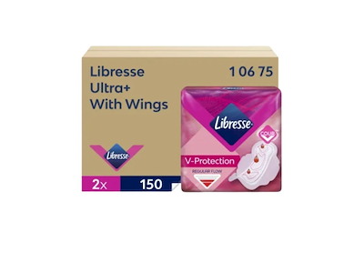 Bind Libresse Ultra+ Wing dispenser refill uden parfume hvid 2x150stk