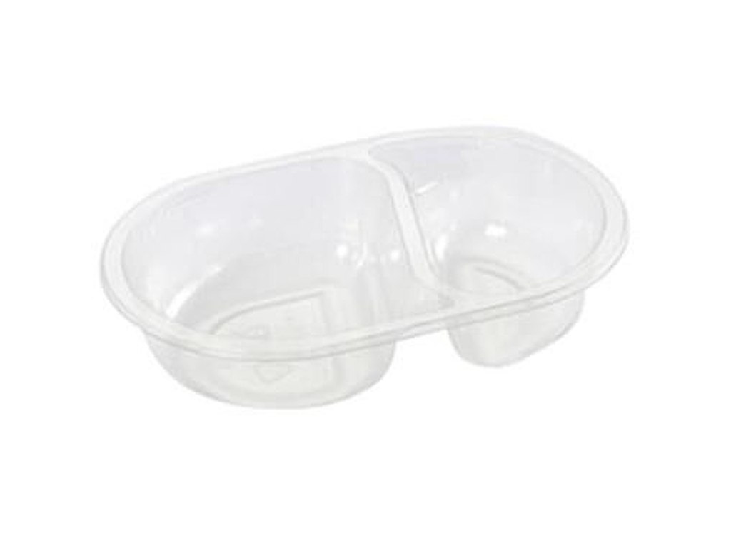 Bakke 2-rum 275/155 ml 176x116x40 mm Oval APET Klar