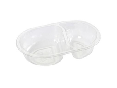 Bakke 2-rum 275/155 ml 176x116x40 mm Oval APET Klar