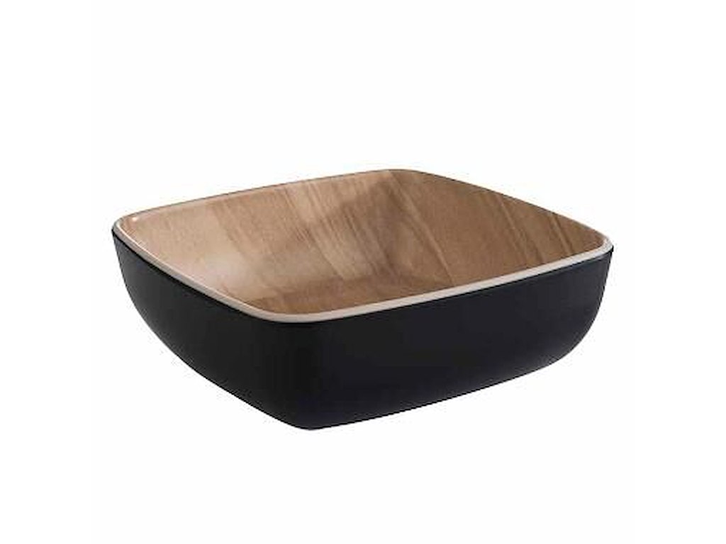Skål Frida 0.37 ltr 12.5x12.5x4.5 cm Melamin Sort/Trælook