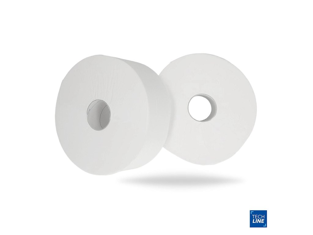 Toiletpapir Techline Jumbo Maxi 2-lag Ø24.5 x L320M x B9cm Nyfiber Hvid