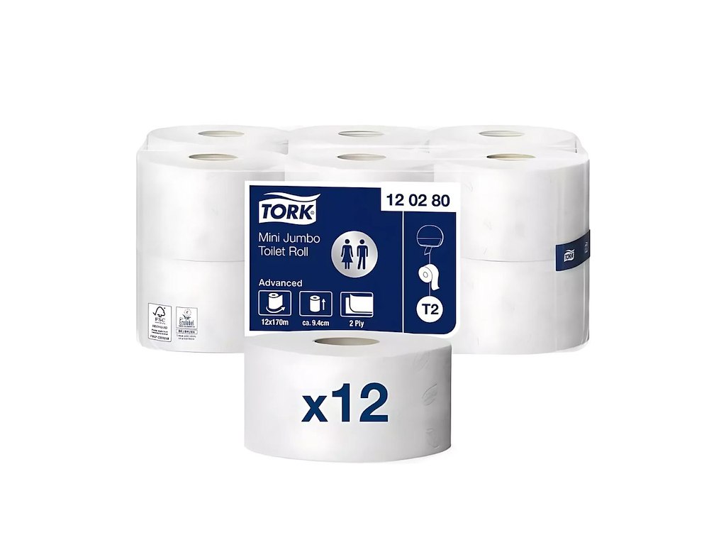 Toiletpapir Tork Advanced T2 Jumbo Mini 2-lag 170 m