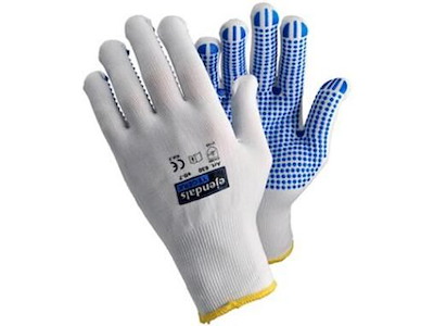 Handske Tegera 630 str L med Dotter Strik Nylon Hvid