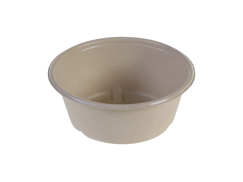 Skål Rund 600ml Ø151mmxH60mm Bagasse Glas & Gaffel Natur