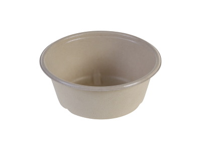 Skål Rund 600ml Ø151mmxH60mm Bagasse Glas & Gaffel Natur