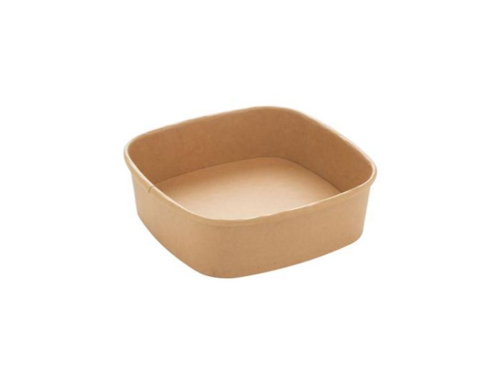 Bowle firkantet 170x170x65 mm 1200 ml Kraft med PE Brun