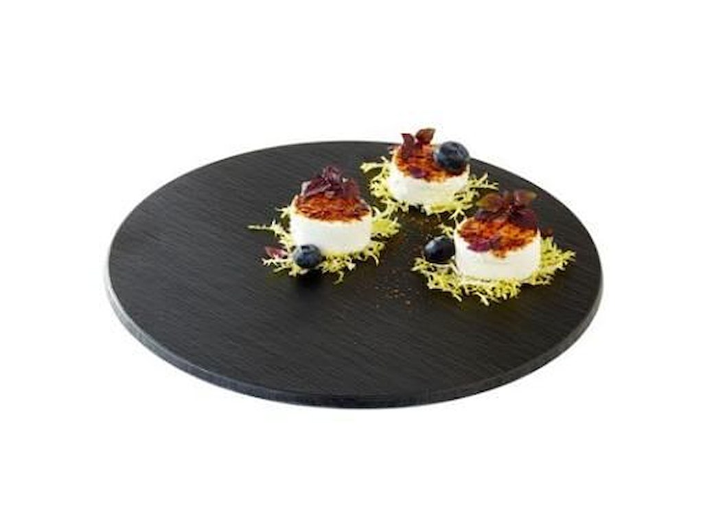 Serveringplade Melamin Ø30x1 cm Skiferlook sort