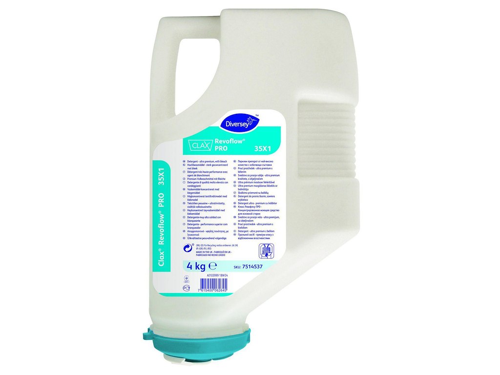Vaskepulver Clax RevoFlow Pro 35X1 4kg med parfume/blegemiddel/optisk hvidt