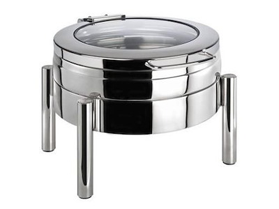 Chafing Dish uden strøm 6 ltr Ø44x54x33 med Glas låg Rustfri stål