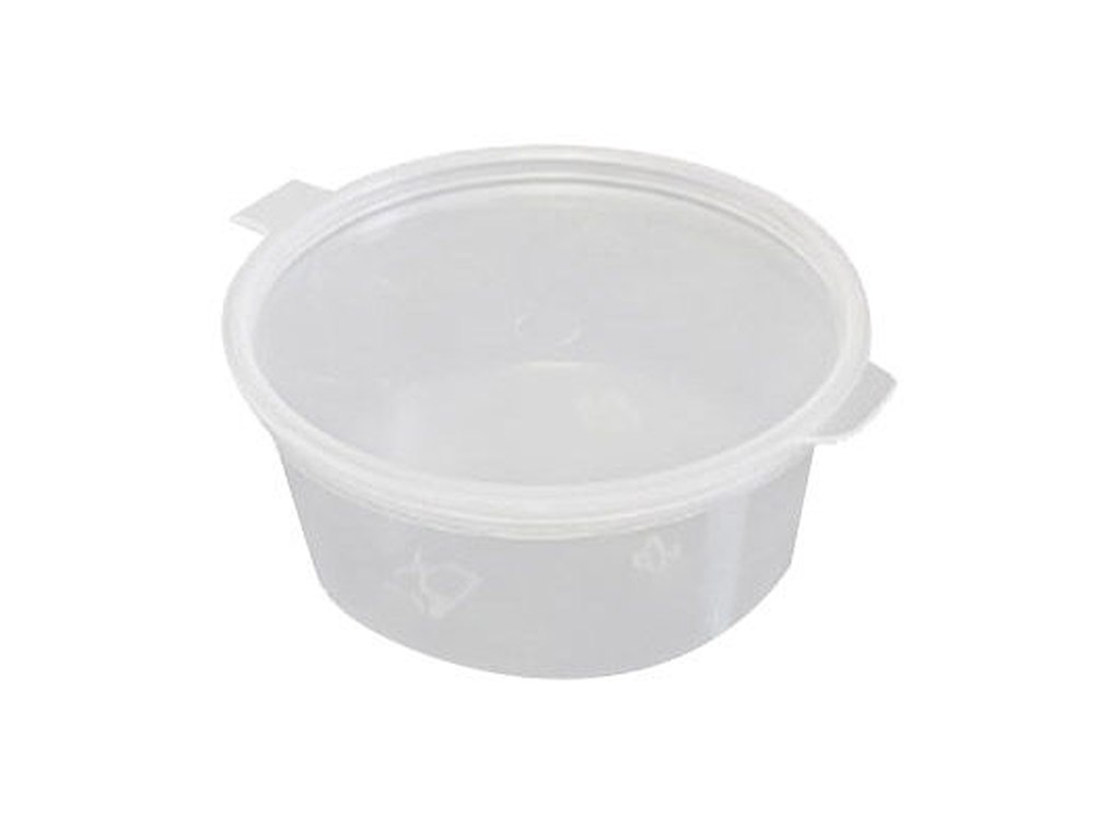 Dressingbæger Catersource rund 60mL Ø62xH25mm PP med hængslet låg transparent