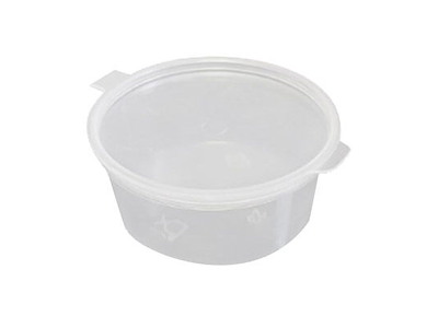 Dressingbæger Catersource rund 60mL Ø62xH25mm PP med hængslet låg transparent