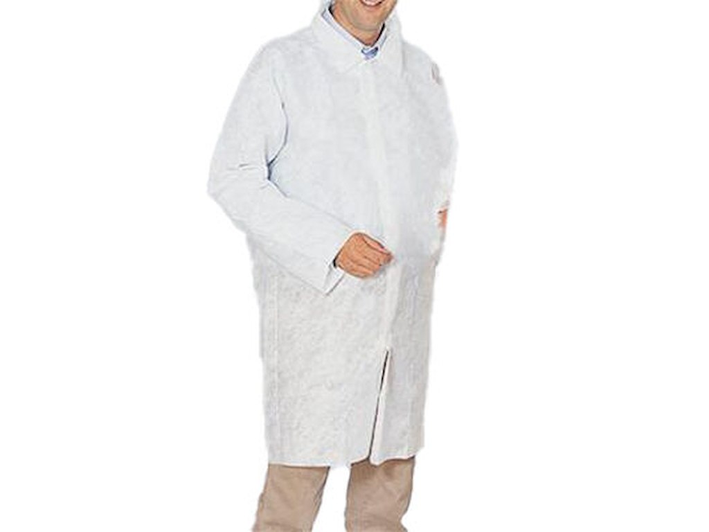 Engangskittel non-woven str 3-XL hvid m/velcrolukning