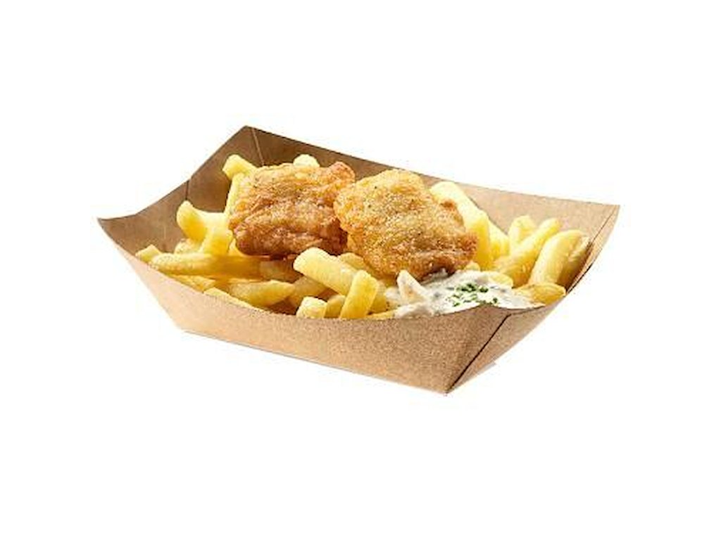 Pommes Frites Bakke L137xB86xH52mm Kraft/Pap/PLA Brun