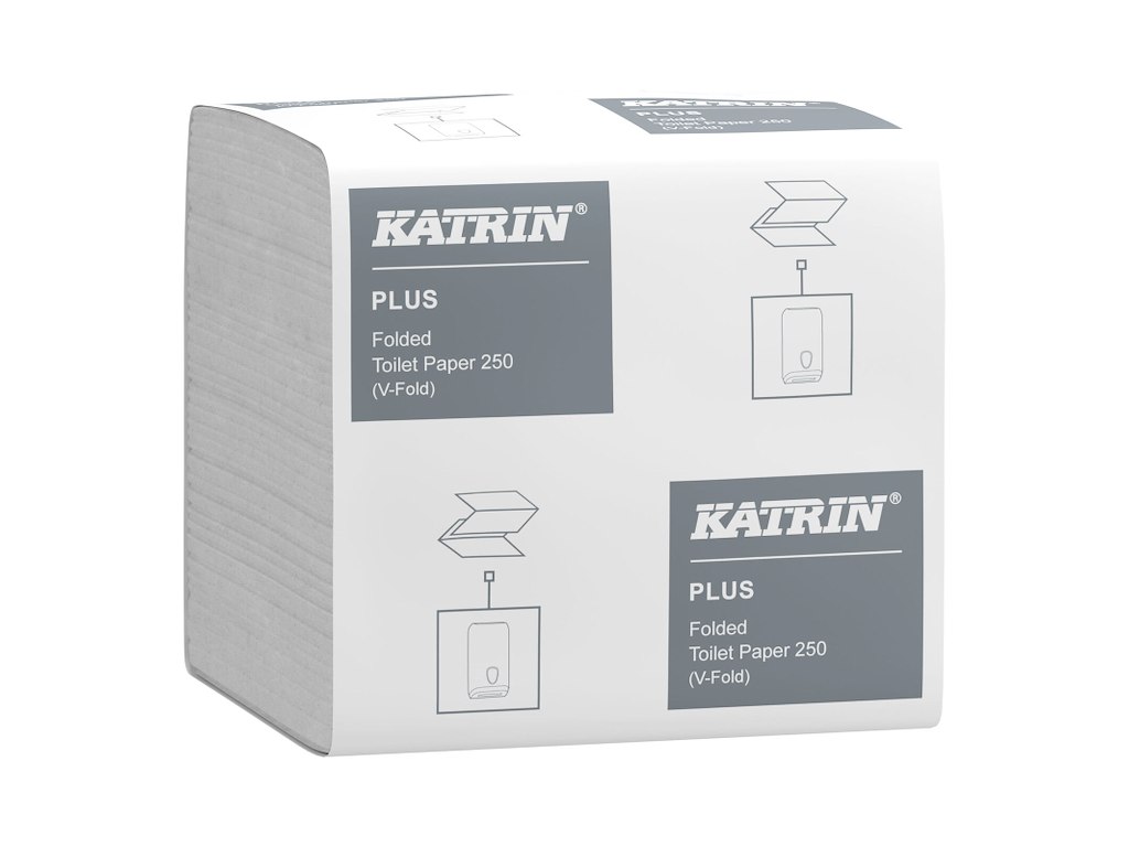 Toiletpapir Bulk i ark Katrin Plus 2-lag 23x10.3cm Hvid