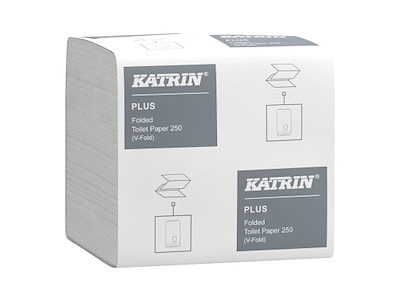Toiletpapir Bulk i ark Katrin Plus 2-lag 23x10.3cm Hvid